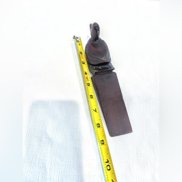 Vintage Froelich Wooden Duck Door Stop Jam Stay Wedge Hand Crafted Mahogany - Picture 8 of 8